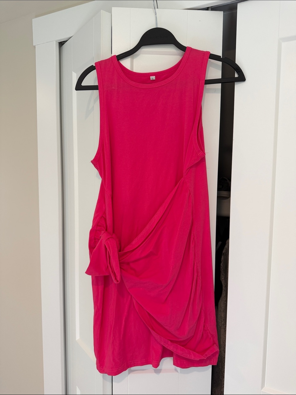 Hot Pink Sleeveless Knot Front Dress